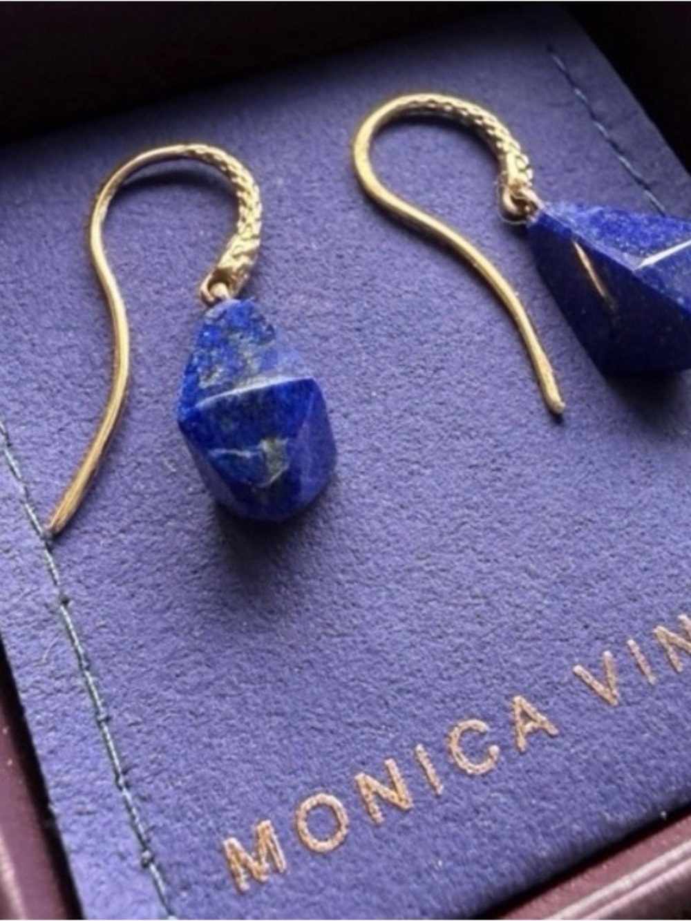 Monica Vinader Geometric Gemstone Wire Earrings Lapis Lazuli 💙
